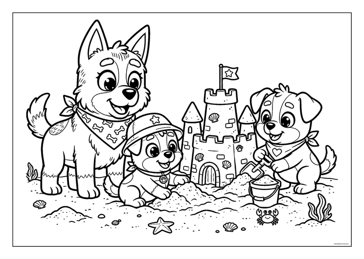 Bluey Inspired Puppy Backyard Ball Coloring for Kids | Printable PDF ...