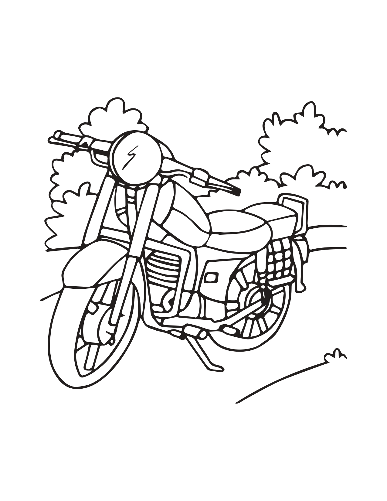 Vintage Motorcycle Parked Near Trees